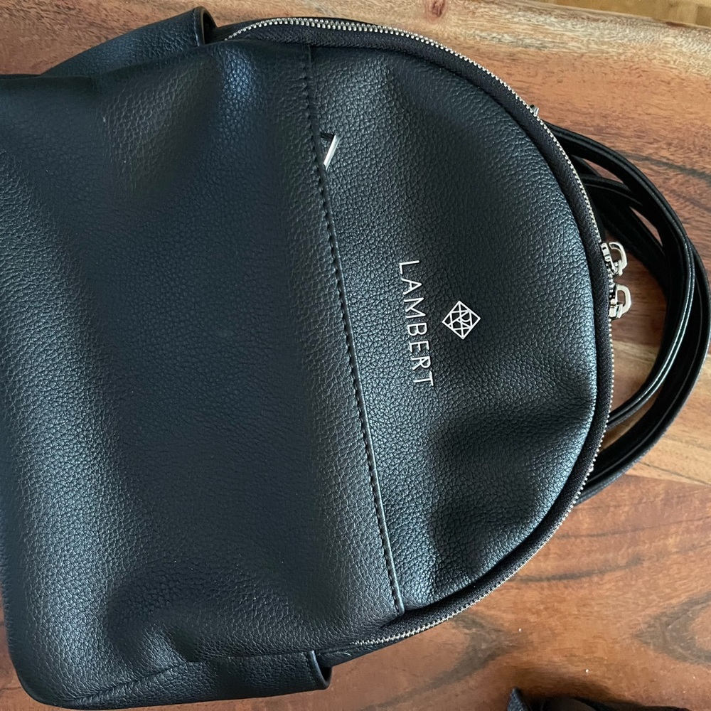 Lambert Black Vegan Leather Backpack